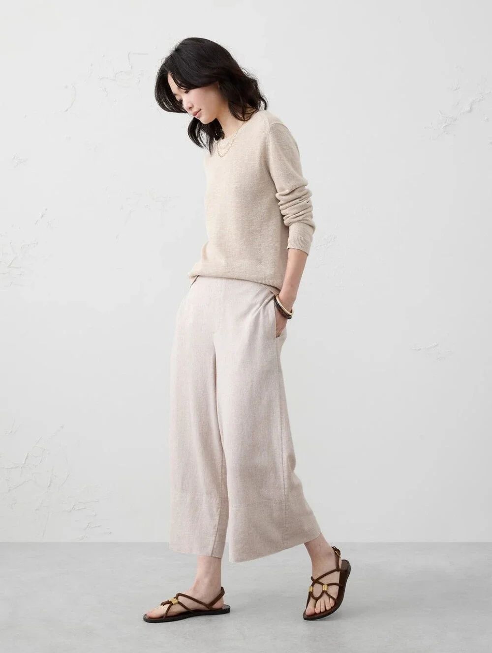 Banana Republic Linen Blend Wide Leg Pants M